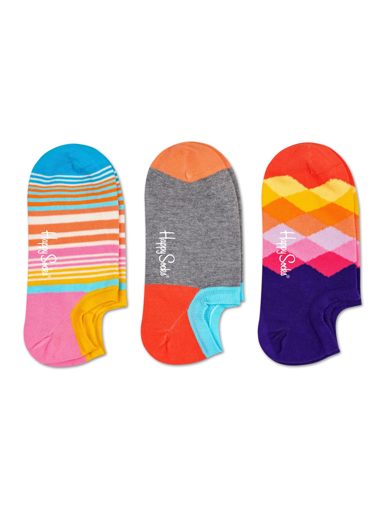 Happy Socks Women's Faded Diamond Sneaker Liner Socks, 3-Pack