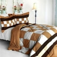 thumbnail image 1 of Happy Song - Quilted Patchwork Down Alternative Comforter Set  Twin Size - Brown, 1 of 1