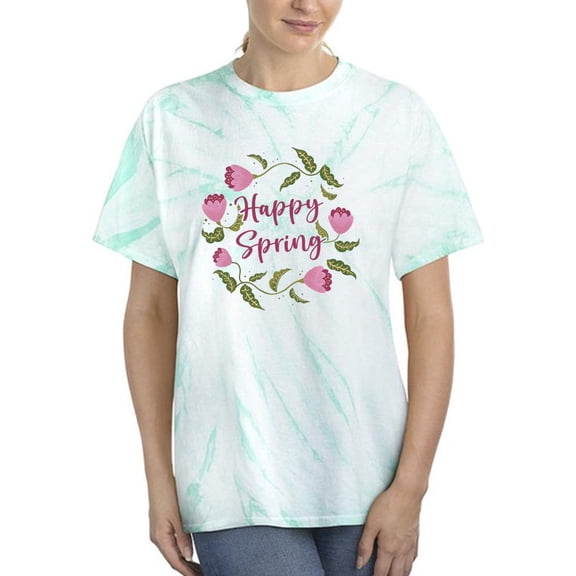 Happy Spring Nature Garland Tie Dye Cyclone Women -Smartprints Designs, Female Large