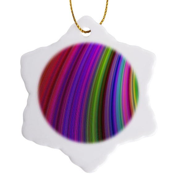 3drose, Happy Spring Stripes - Multicolored Computer Generated Design, 3 inch Snowflake Porcelain Ornament