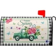 thumbnail image 1 of Happy Spring Truck Mailbox Cover Rustic Spring Flowers Mailbox Covers Magnetic Large Size 25.5" x 21" Farmhouse Holiday Mailbox Covers Wraps Post Letter Box Outdoor Decor for Home Garden Yard, 1 of 5