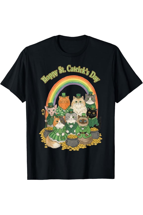 Happy St Catricks Day Funny Irish Cat Cute St Patricks Day T-Shirt