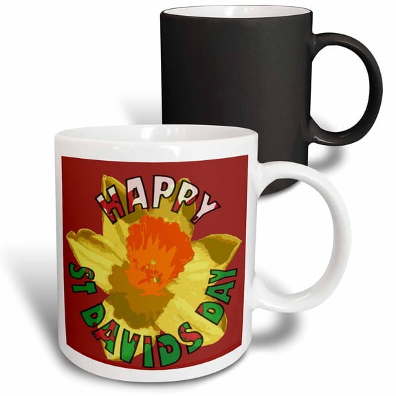 3drose, Happy St Davids Day Showy Spring Daffodil, 11oz Magic Transforming Mug