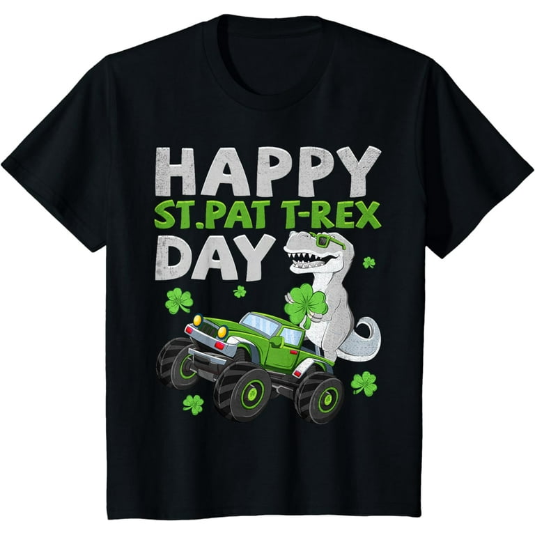 Boys St Patricks Day Kids Dinosaur Happy Pat Trex Men T Rex T-Shirt Boys St Patricks Day Kids Dinosaur Happy Pat Trex Men T Rex T-Shirt