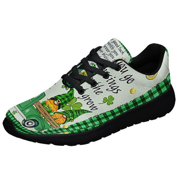 Happy St Patrick Day Irish Blessing May Good Luck Be With You Shoes Sneakers Black Size 3.5