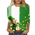thumbnail image 1 of Happy St. Patrick Day Shirt for Women Casual Crew Neck 3/4 Length Sleeve T-Shirt Shamrock Graphic Pullover Tops, 1 of 6