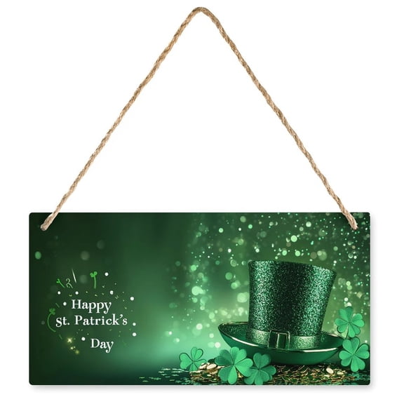 Happy St Patrick Day Wooden Sign Green Shamrock Decorations St Patrick Day Door Hanging for St Patrick Day Decor