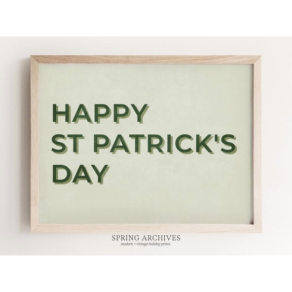 Happy St Patrick'S Day Wall Art, St Patricks Day, Green Decorations, Graphic Word Poster, Stretched Canvas Size 8x12 F03.1.14l2270