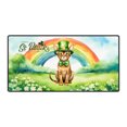 thumbnail image 1 of Happy St. Patrick’s Day Abyssinian with Green Hat Shamrocks Rainbow Desk Mat Full Keyboard Mouse Pad Cat Lover Kitten Owner Gifts Large Mousepad - 03007, 1 of 5