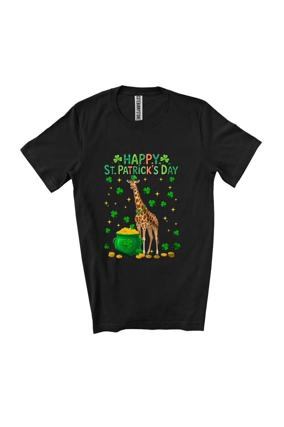 Happy St. Patrick's Day; Adorable Irish Shamrocks Giraffe; Wild Animal Lover Unisex T-Shirt