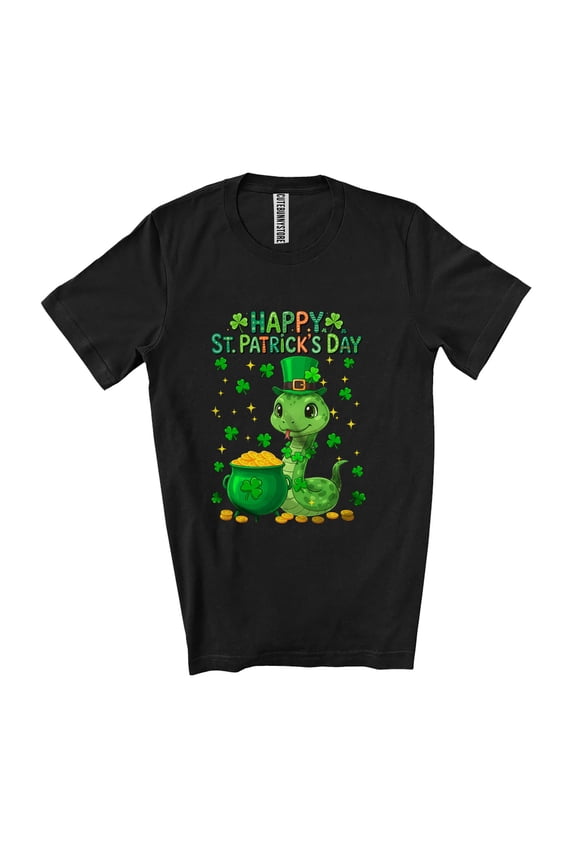 Happy St. Patrick's Day; Adorable Irish Shamrocks Snake; Wild Animal Lover Unisex T-Shirt