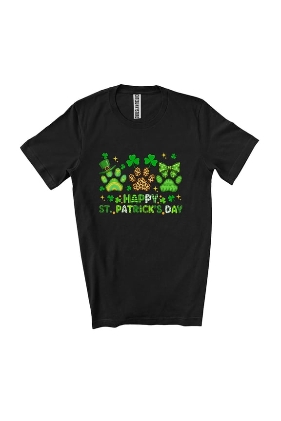 Happy St. Patrick's Day; Amazing Plaid Irish Lucky Shamrocks Dog Paws Owner Unisex T-Shirt