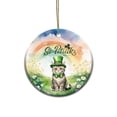 thumbnail image 1 of Happy St. Patrick’s Day American Shorthair with Green Hat Shamrocks Rainbow Ceramic Round Ornament Cat Lover Kitten Owner Gifts Home Tree Decor - 03007, 1 of 5