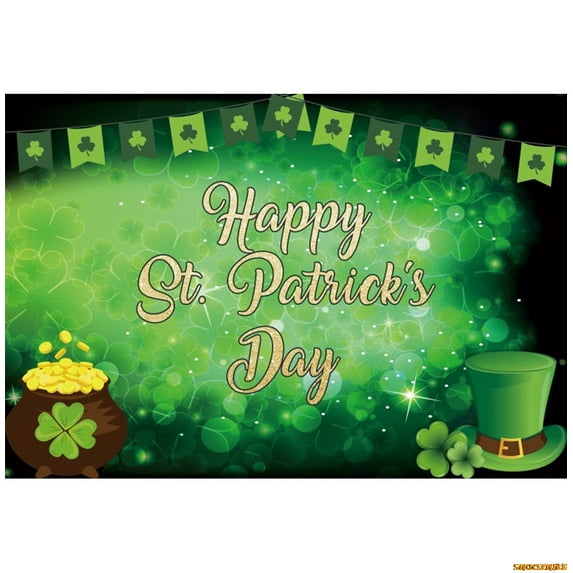 Happy St. Patrick's Day Backdrop Luck Gre Leaves Gold Baby Birthday Party Photography Background r Banner Photostudio Prop