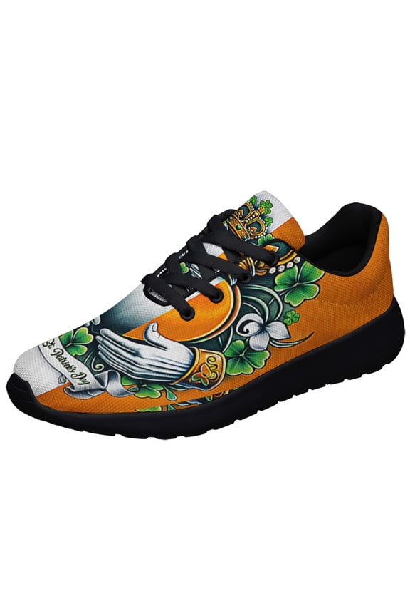 Happy St Patrick's Day Claddagh Symbol Irish Shoes Sneakers Black Size 4
