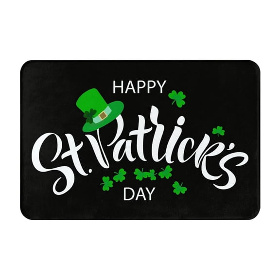 Happy St.Patrick's Day Clovers Doormat Home Front Porch Rug Shamrock Decorative Kitchen Rug Irish Mats for St Patrick's Day