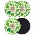 thumbnail image 1 of Happy St. Patrick's Day Coasters Set of 4, Absorbent Coasters for Drinks, Spring Lucky Shamrock Cloud Green Coaster for Desk Coffee Table Protection, Home Decor House Warming Gifts 4", 1 of 8