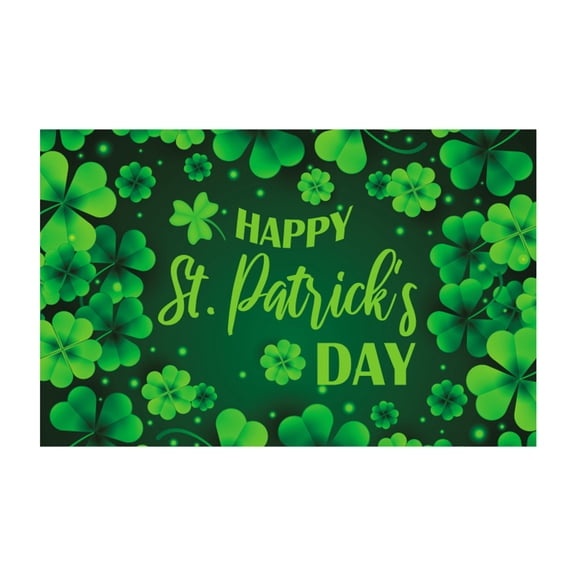 Happy St. Patrick's Day Decorations, Large Fabric Green Shamrock Photo Background for Irish Luck Day Saint Patrick's Day Banner Photo Booth Backdrop Background