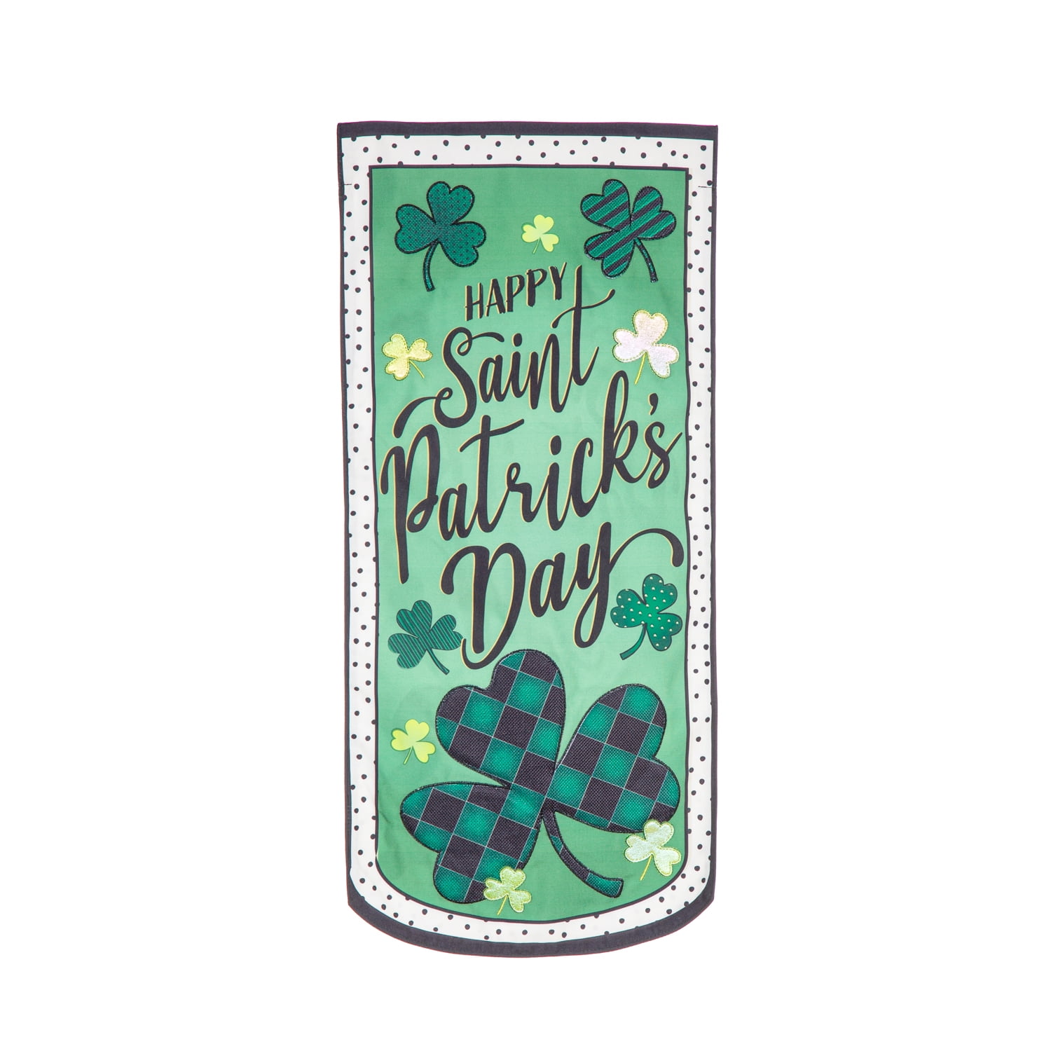 Festive Green and White Poly-Linen St. Patrick's Day Garden Flag