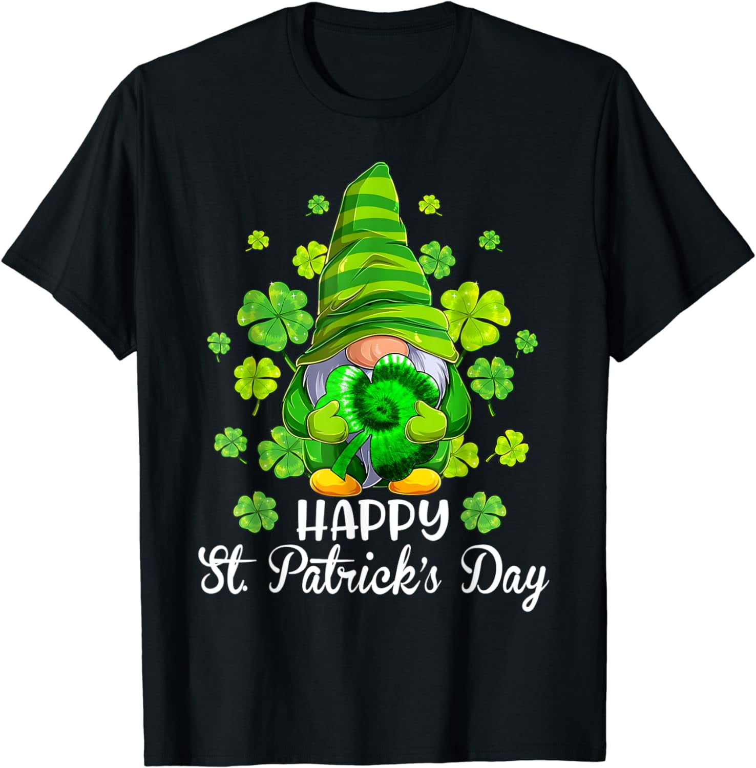 Happy St. Patrick's Day Gnome Tie Dye Shamrock T-Shirt - Walmart.com