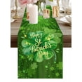 thumbnail image 1 of Happy St. Patrick's Day Green Clovers Leaves Table Runner-36 Inch Long Gold Text on Irish Leaf Table Runners Linen Burlap Tablerunner for Kitchen Dining Room Holiday Party, 1 of 9