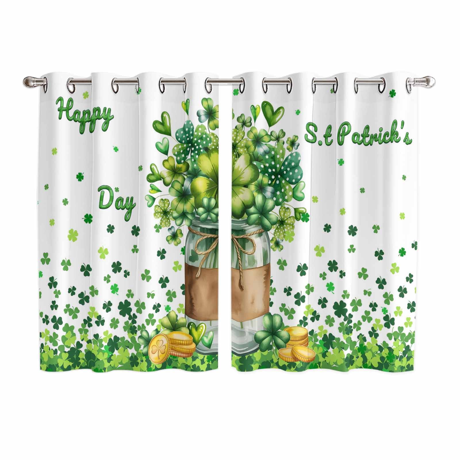 Hapy Rommet Happy St. Patrick's Day Kitchen Curtains Window Panels, Spring Green ...