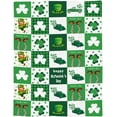 thumbnail image 1 of Happy St. Patrick''s Day Leprechaun Throw Blankets, Lucky Shamrocks Farm Truck Checkered Soft Fleece Blanket Decorative for Home Sofa Couch Chair Living Bedroom,40x50 inches, Spring Holidays, 1 of 6