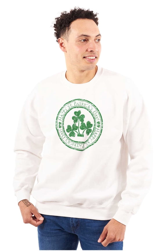 Happy St. Patrick's Day Lucky Clover Unisex Plus Fleece Graphic Sweatshirt Brisco Brands 5X