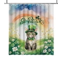 thumbnail image 1 of Happy St. Patrick’s Day Manx with Green Hat Shamrocks Rainbow Shower Curtain Cat Lover Kitten Owner Gifts Waterproof Bathroom Bathtub Curtain - 03007, 1 of 5