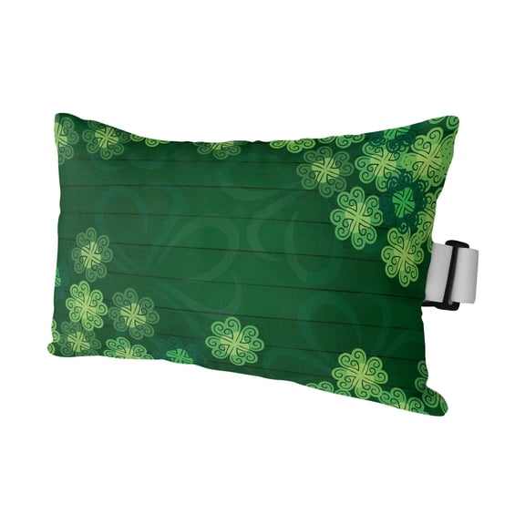 Happy St. Patrick's Day Outdoor Pillows for Chaise Lounge Chair Waterproof Lumbar Pillows with Insert&Adjustable Strap Beach Headrest Pillow Green Lucky Four-leaf Grass Pillow for Patio Pool 11"x16"