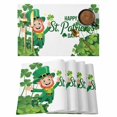 thumbnail image 1 of Happy St. Patrick's Day Placemats Set of 4, Cartoon Green Elf Lucky Shamrock Placemats for Dining Table, Place Mats for Kitchen Tabletop, Waterproof Wipeable Dining Table Mats Set, 1 of 9