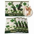 thumbnail image 1 of Happy St. Patrick's Day Placemats Set of 6, Leprechauns Legs Green Clovers Table Mats Washable Heat-Insulation Non-Slip Place Mats for Kitchen Dinner Table Indoor Outdoor Decor,13x19 Inch Beige, 1 of 9