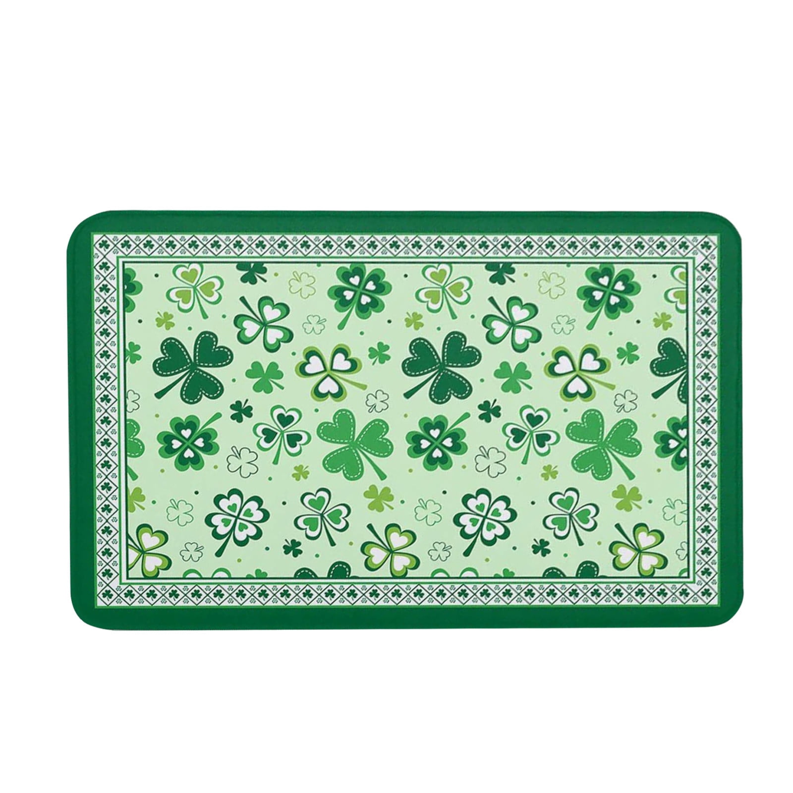 Happy St. Patrick's Day Polyester Bath Rug,Green Lucky Four Leaf Soft ...