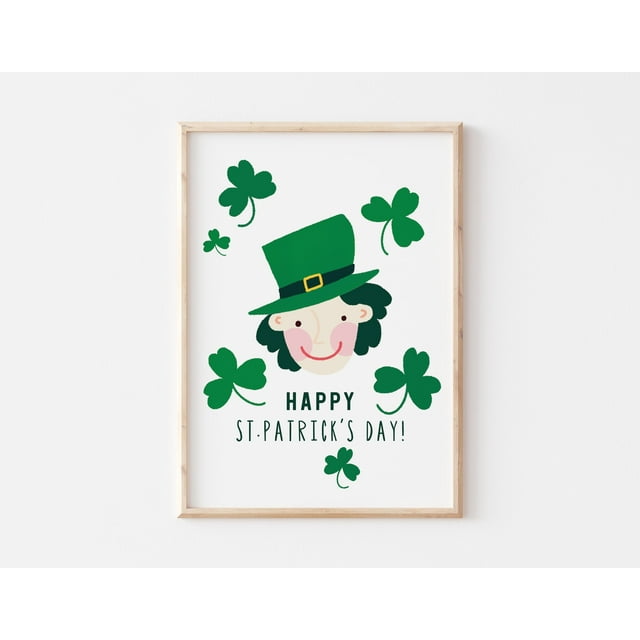 Happy St Patrick's Day Printable Wall Art, St Patricks Day Illustration