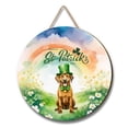 thumbnail image 1 of Happy St. Patrick’s Day Rhodesian Ridgeback with Green Hat Shamrocks Rainbow Round Wood Sign Ridgebacks Dog Lover Gifts Hanging Wall Home Decor - 03007, 1 of 5
