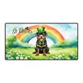 thumbnail image 1 of Happy St. Patrick’s Day Rottweiler with Green Hat Shamrocks Rainbow Desk Mat Full Keyboard Mouse Pad Rottie Dog Lover Gifts Idea Large Mousepad - 03007, 1 of 5
