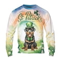 thumbnail image 1 of Happy St. Patrick’s Day Rottweiler with Green Hat Shamrocks Rainbow All Over Print 3D Sweatshirt Unisex Merch Rottie Dog Lover Gifts Idea - 03007, 1 of 6