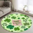 thumbnail image 1 of Happy St. Patrick's Day Round Area Rug 3.3Ft Washable Circle Rugs for Dining Room Table, Spring Lucky Shamrock Cloud Green Non-Slip Carpet Floor Mats Indoor Outdoor Carpet Runner Aesthetic Home Decor, 1 of 8