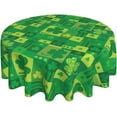 thumbnail image 1 of Happy St Patrick''s Day Round Tablecloth 60 Inch Green Shamrock Leaves Lucky Decorations Table Clothes Spring Holiday Waterproof Reusable Circle Table Cover for Picnic Party Dining Room Home Decor, 1 of 6