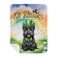 thumbnail image 1 of Happy St. Patrick’s Day Scottish Terrier with Green Hat Shamrocks Rainbow Cozy Sherpa Blanket Scottie Dog Lover Gifts Warm Soft Throw Blanket - 03007, 1 of 5