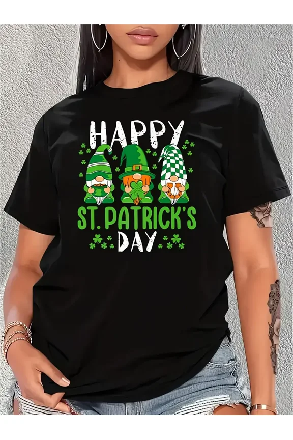 Happy St. Patrick's Day Shamrock Gnomes Unisex Graphic Tee