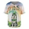 thumbnail image 1 of Happy St. Patrick’s Day Siberian Husky with Green Hat Shamrocks Rainbow All Over Print 3D Baseball Shirt Husky Dog Lover Gifts Softball Sport - 03007, 1 of 6