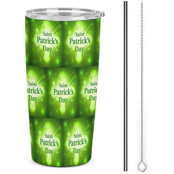 Happy St. Patrick's Day Stainless Steel Tumbler with Lid Coffee Mug Hot Cold Brew Reusable Thermos Travel Mug Gifts