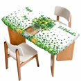 thumbnail image 1 of Happy St. Patrick's Day Table Cloths for 3 Foot Rectangle Tables, Spring Green Lucky Clovers Leaf Patio Waterproof Elastic Fitted Tablecloths, Washable Rectangular Table Cover for Camping, 1 of 8