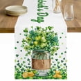 thumbnail image 1 of Happy St. Patrick's Day Table Runner - 60 Inch Long Spring Green Lucky Clovers Leaf Cotton and Linen Blended Dress Scarves Farmhouse Table Runner for Kitchen Dining, Coffee Table, 13" x 60", 1 of 8