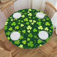 thumbnail image 1 of Happy St. Patrick''s Day Tablecloth with Elastic Edge, Round Table Cloth Lucky Clover Washable Reusable Table Cover for Kitchen Dining Party Picnic, Small, 1 of 6