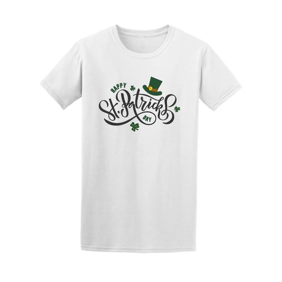 Happy St Patrick's Day Top Hat Clover T-Shirt - Image by Shutterstock, Male Small