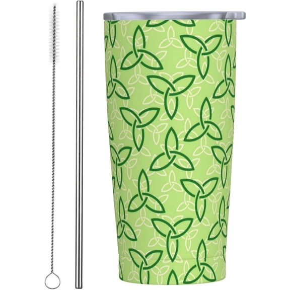 Happy St. Patricks Day 2023 Tumbler With Lid And Straw Stainless Steel Reusable Coffee Travel Mug 20 Oz Insulated Skinny Thermal Cup Water Glasses For Women Men