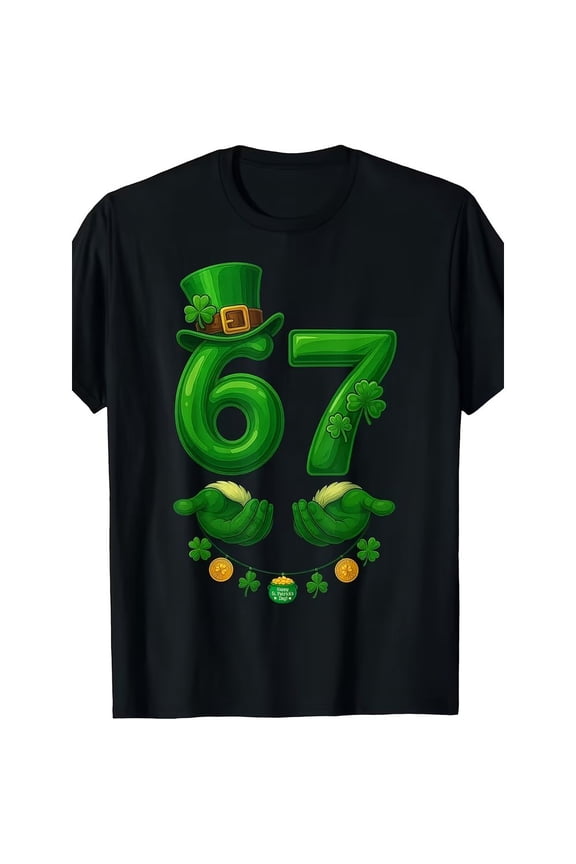 Happy St Patricks Day 67 Meme Solid Color Breathable Unisex T-Shirt, up to Size 5XL