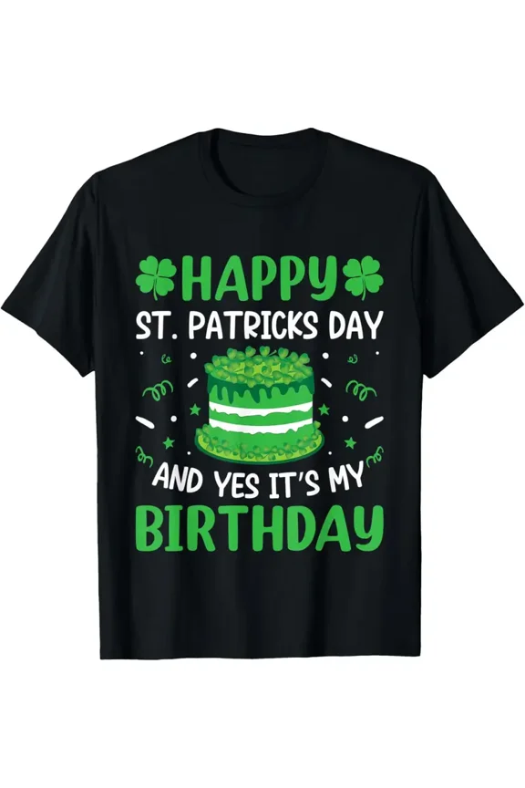 Happy St Patricks Day Birthday Shamrock Cake Short Sleeve Graphic Tee